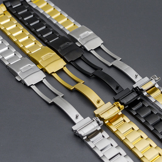 PVD Solid Stainless Steel Bracelet for SPB185 SPB187(Gold/Silver/Black)