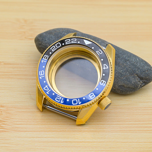 SPB185 SPB187 Gold Watch Case Set with Blue Bezel Insert