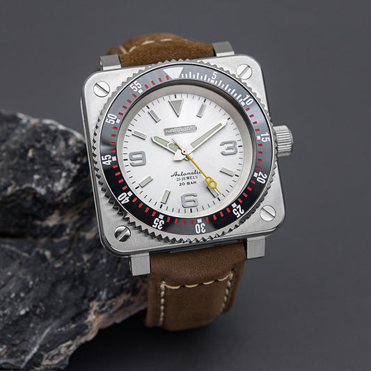 Silver Square Case KARAJAN Mod Watch With Black Insert