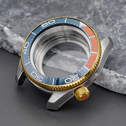 SPB185 SPB187 Silver Watch Case Set with Black Red Bezel Insert