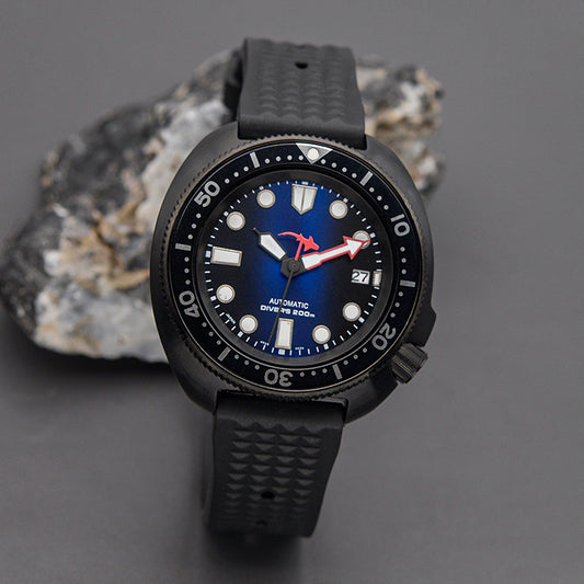 KARAJAN Mod Black Turtle Dive Watch with Green Dial