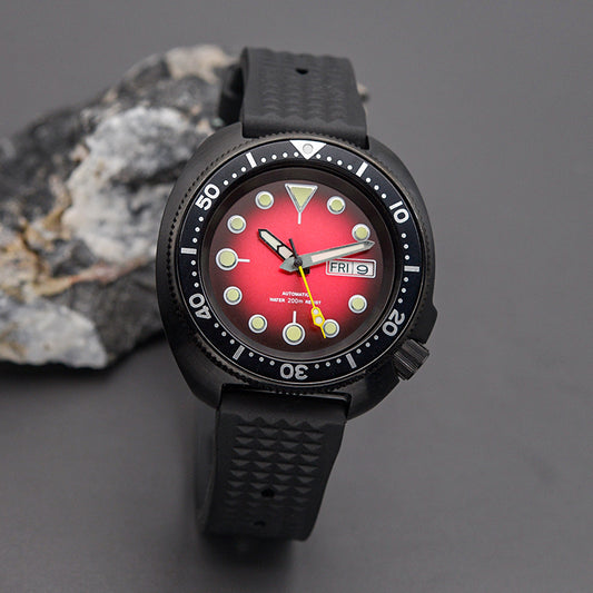 KARAJAN Mod Black Turtle Dive Watch with Shell Dial