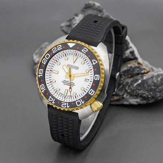 KARAJAN Mod Silver Turtle Dive Watch with White Dial