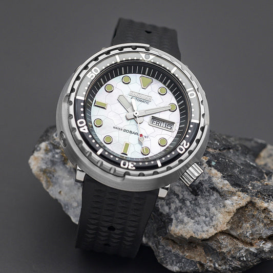 KARAJAN Mod Silver Tuna Dive Watch with Black White Insert