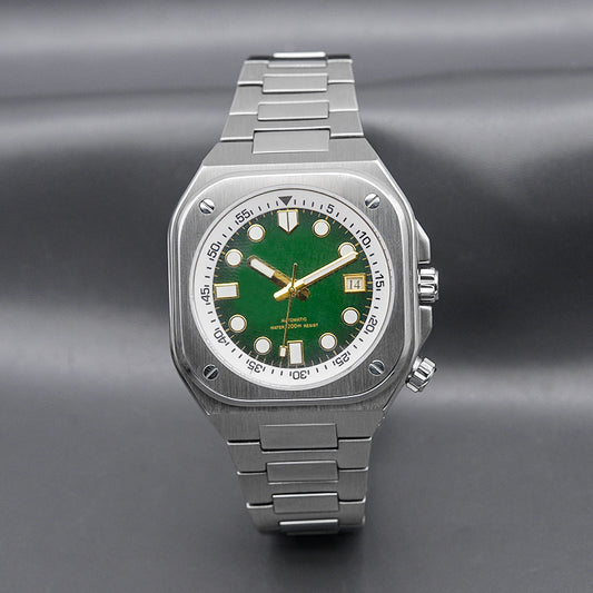 Silver Nautilus Watch with Sunburst Dial