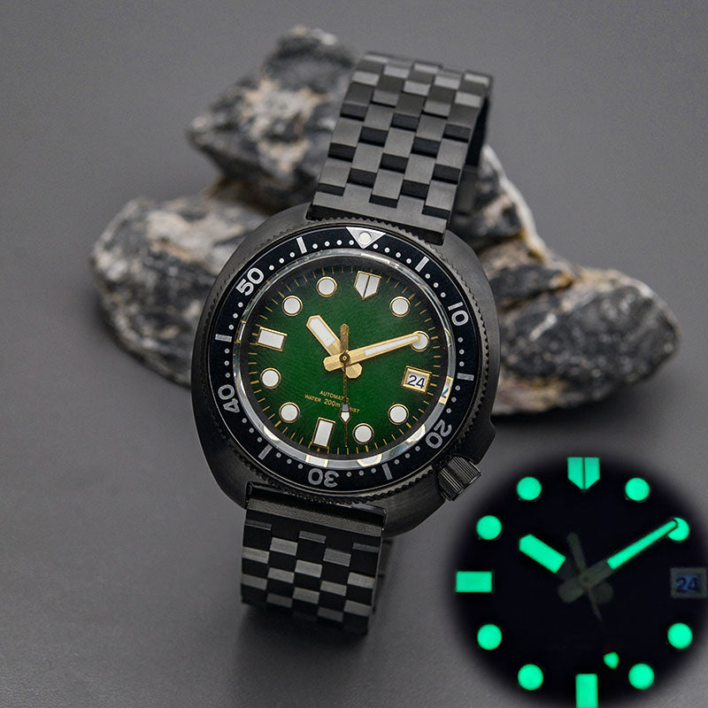KARAJAN Mod Black Turtle Dive Watch with Black Dial