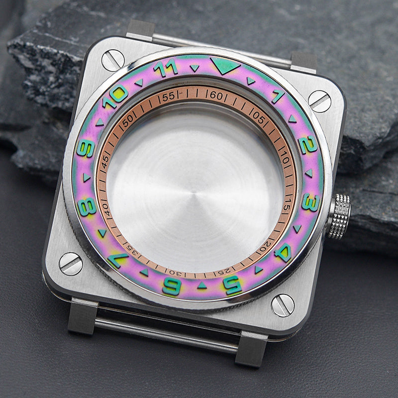 RoseGold Square Case with Knurled Bezel Watch Case Set