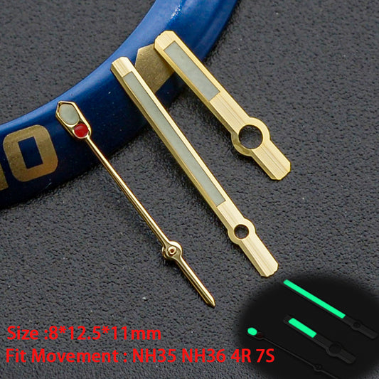 H7098 Gold Hands Set with Green Lume