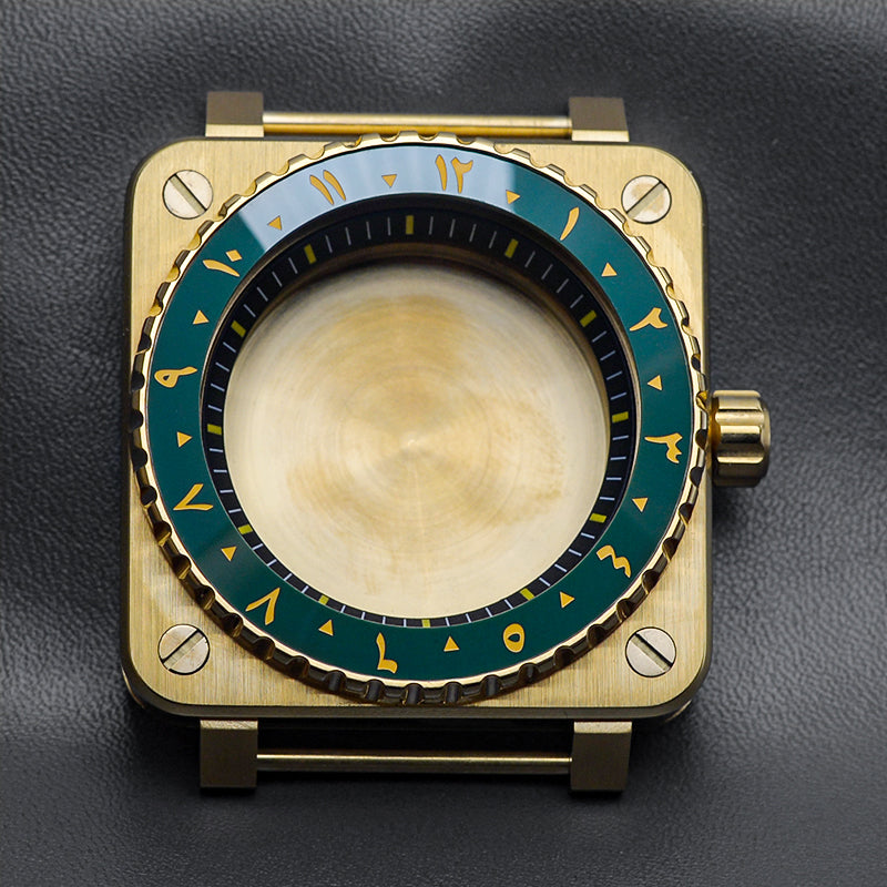 Gold Arabic Case with Coin Edge Bezel Watch Case Set