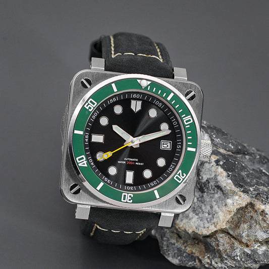 KARAJAN Mod Silver Square Case Watch With Black Dial