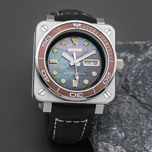 KARAJAN Mod Silver Square Case Watch With Strap