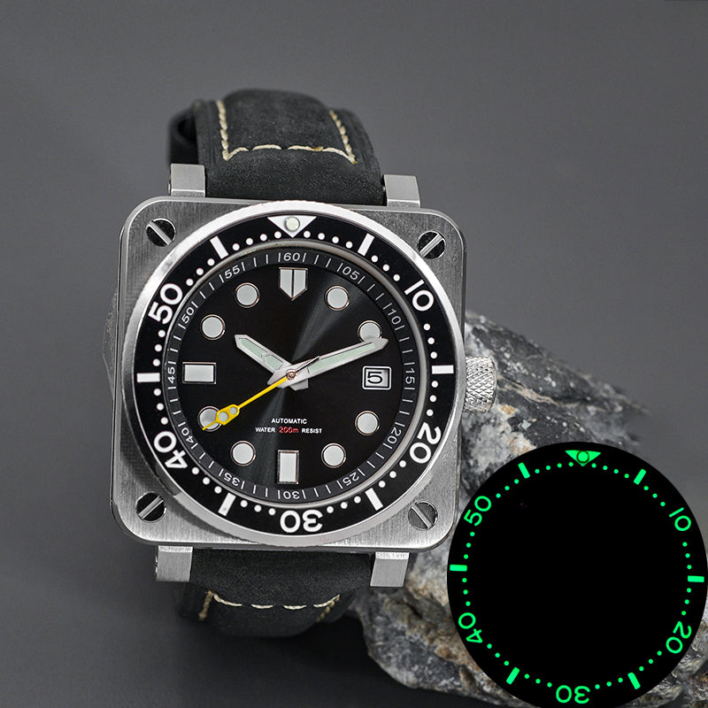 KARAJAN Mod Silver Square Case Watch With Black Dial