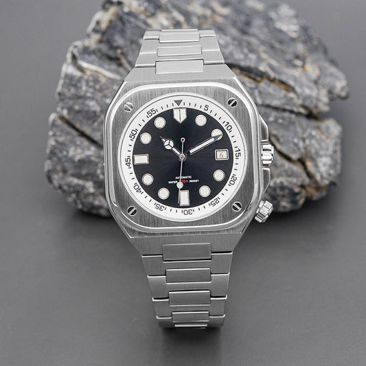 Silver Nautilus Watch with Shell Dial