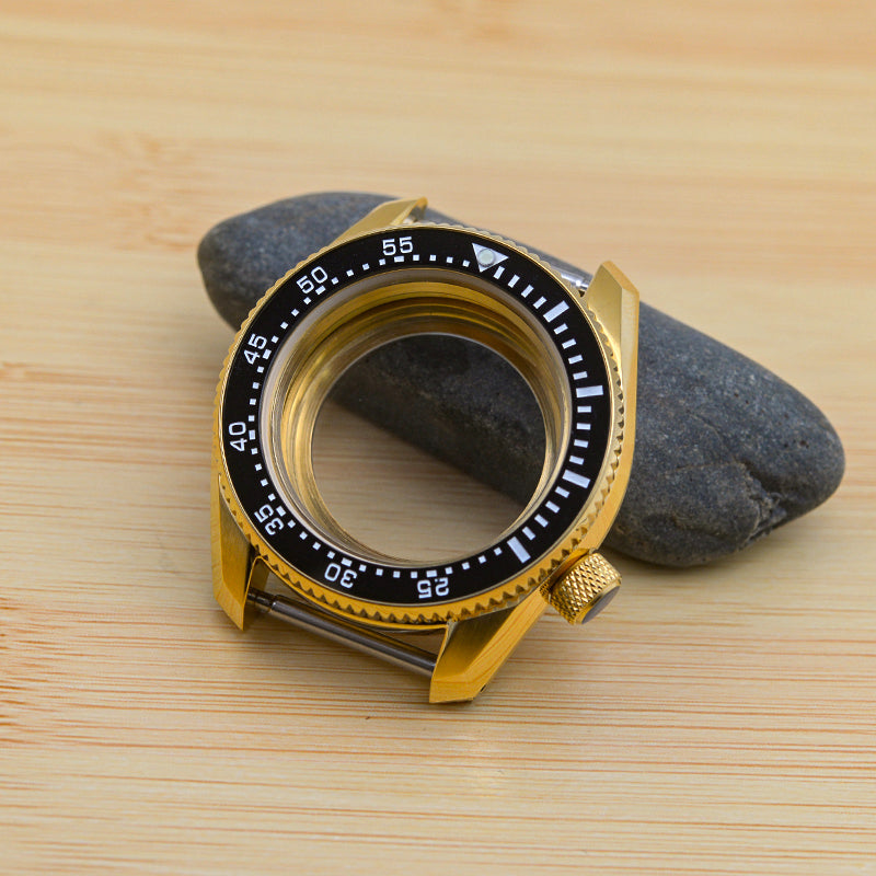 SPB185 SPB187 Gold Watch Case Set with Black White Bezel Insert