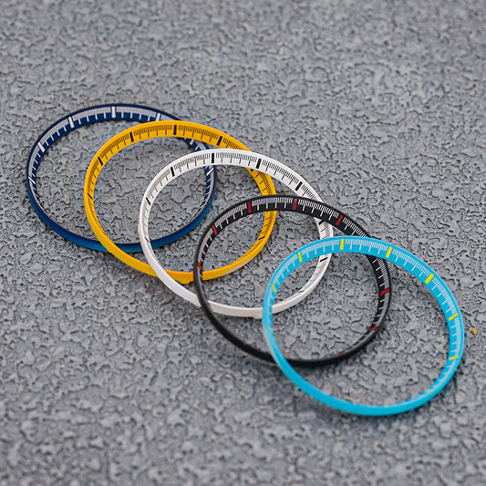 30.5mm Blue Plastic Chapter Ring with Yellow Thin Finish