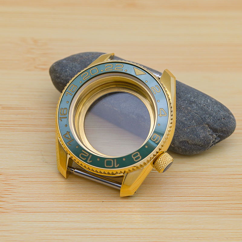 SPB185 SPB187 Gold Watch Case Set with Blue Bezel Insert