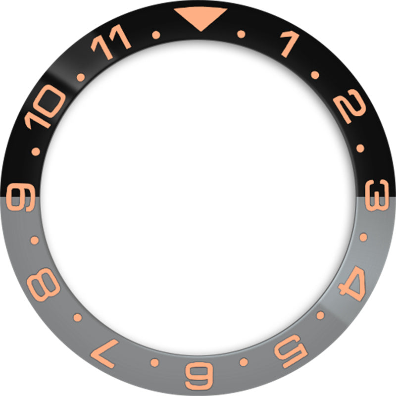 SKX007/SRPD 38*30.7mm Ceramic Bezel insert: Black/Grey Dual Time