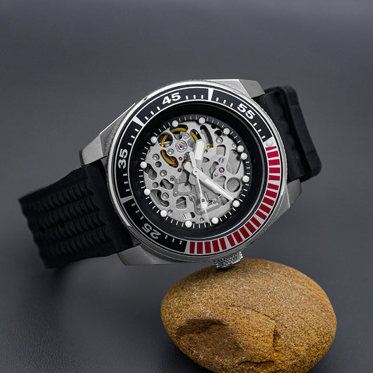 Samurai Case Blue Skeleton Automatic Dive Watch