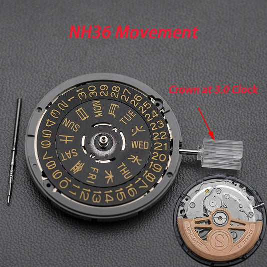 Modified: Black day-date indicator Custom S rotor for NH36 (3.0 o'clock crown)