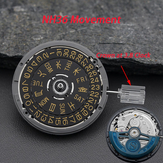 Gold Automatic S Rotor with Movement for NH36 (3.8 o'clock crown)