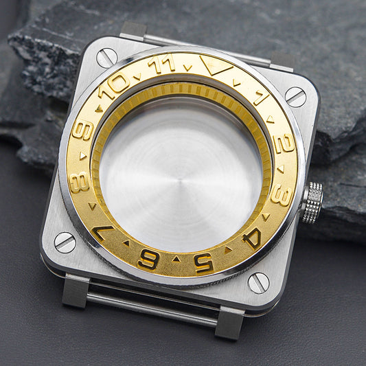 Square Case with Knurled Bezel Watch Case Set