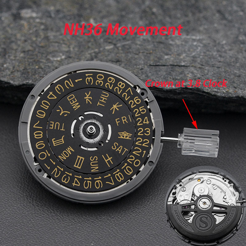 Gold Automatic S Rotor with Movement for NH36 (3.8 o'clock crown)