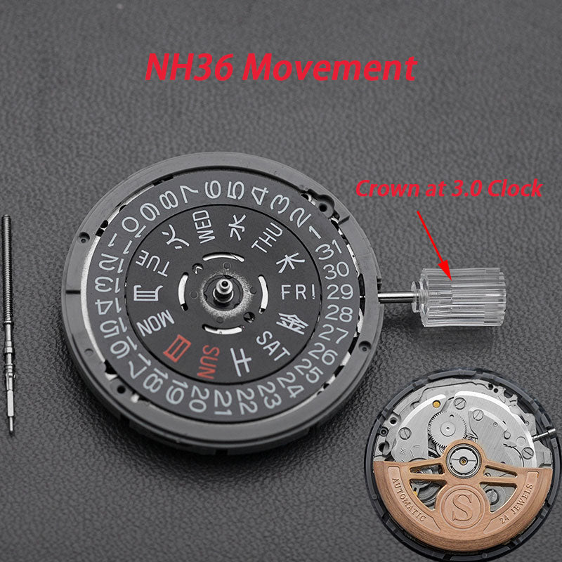 Modified: Black day-date indicator Custom S Rotor for NH36 (3.0 o'clock crown)