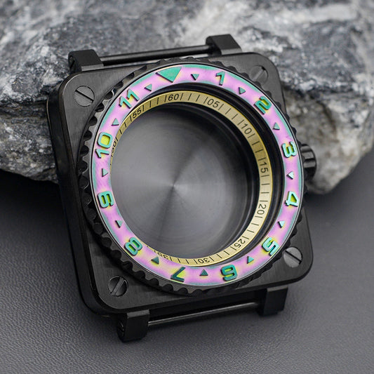 Square Case Watch Case Set with Black Bezel Insert