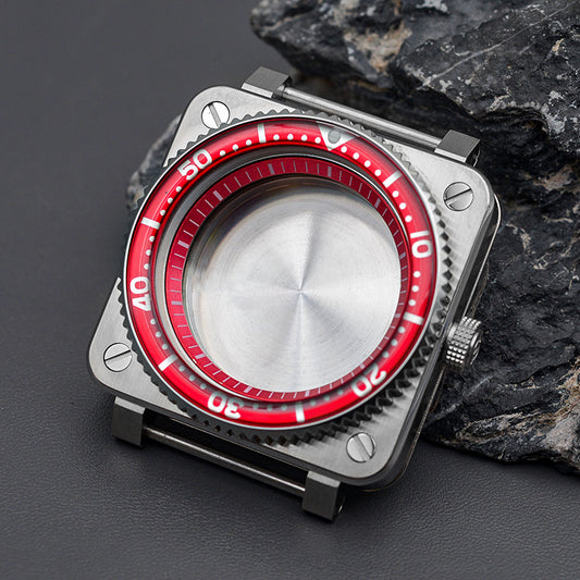 Silver Square Case Watch Case Set with Bezel Insert