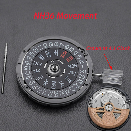 Modified: Black day-date indicator Custom S Rotor for NH36 (4.1 o'clock crown)