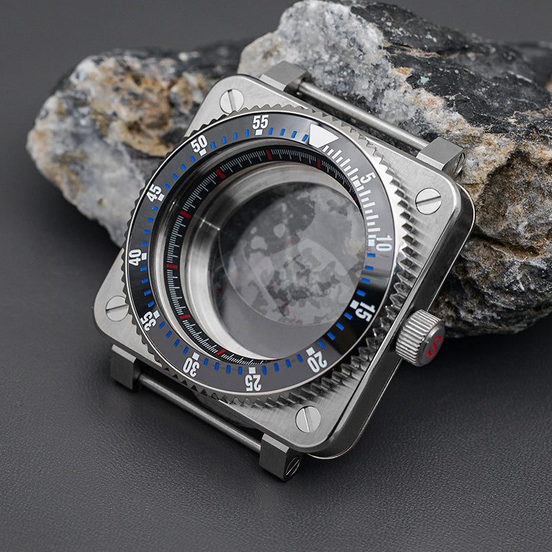 Silver Square Case Black Finish Watch Case Set (More Colors)