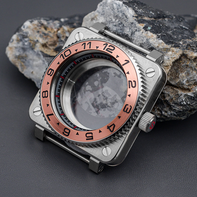 Silver Square Case Silver Finish Watch Case Set