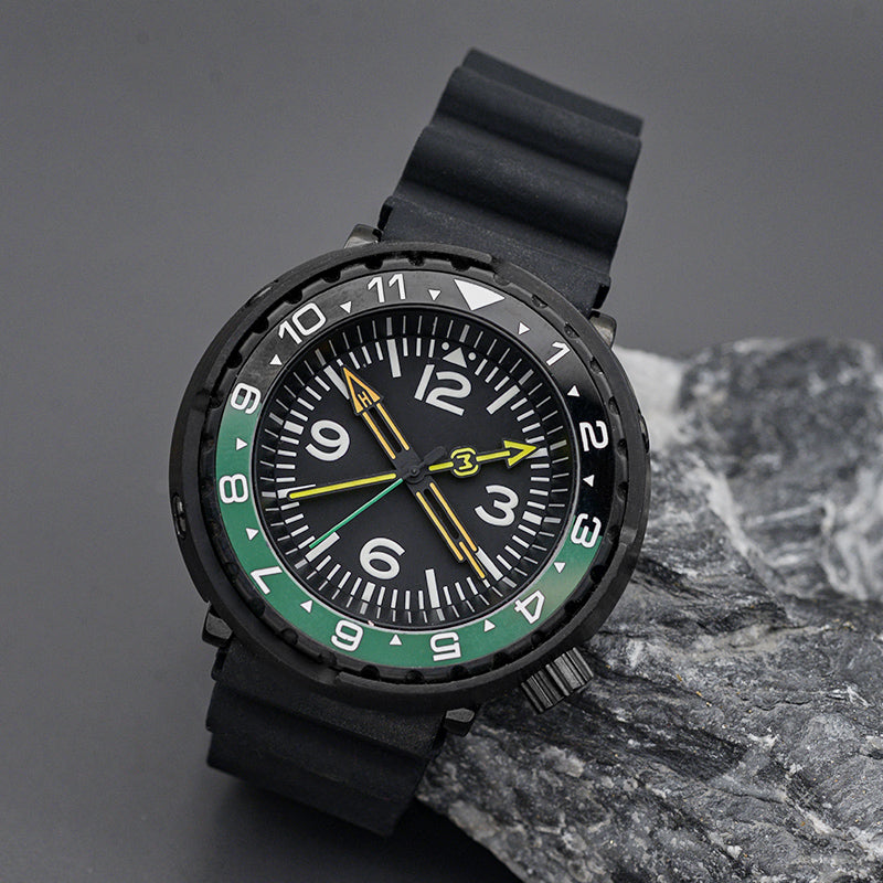 W1003 Vintage Gold Automatic Dive Watch with Rubber Strap