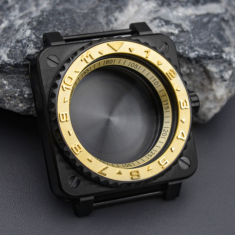 Square Case Watch Case Set with Black Bezel Insert