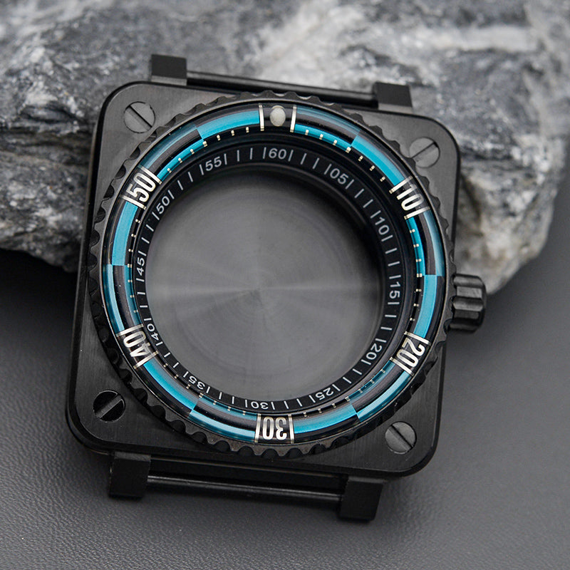 Square Case Silver Bezel Insert Watch Case Set