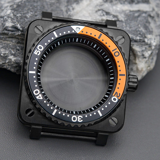 Square Case Silver Bezel Insert Watch Case Set