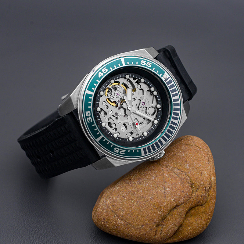 Samurai Case Blue Skeleton Automatic Dive Watch