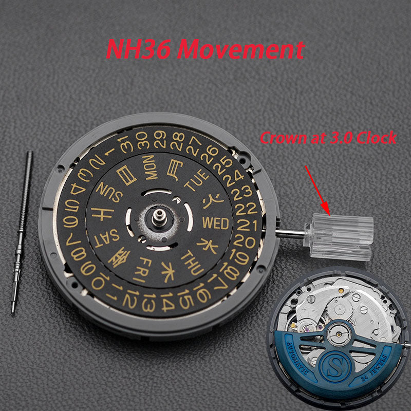 Modified: Black day-date indicator Custom S rotor for NH36 (3.0 o'clock crown)