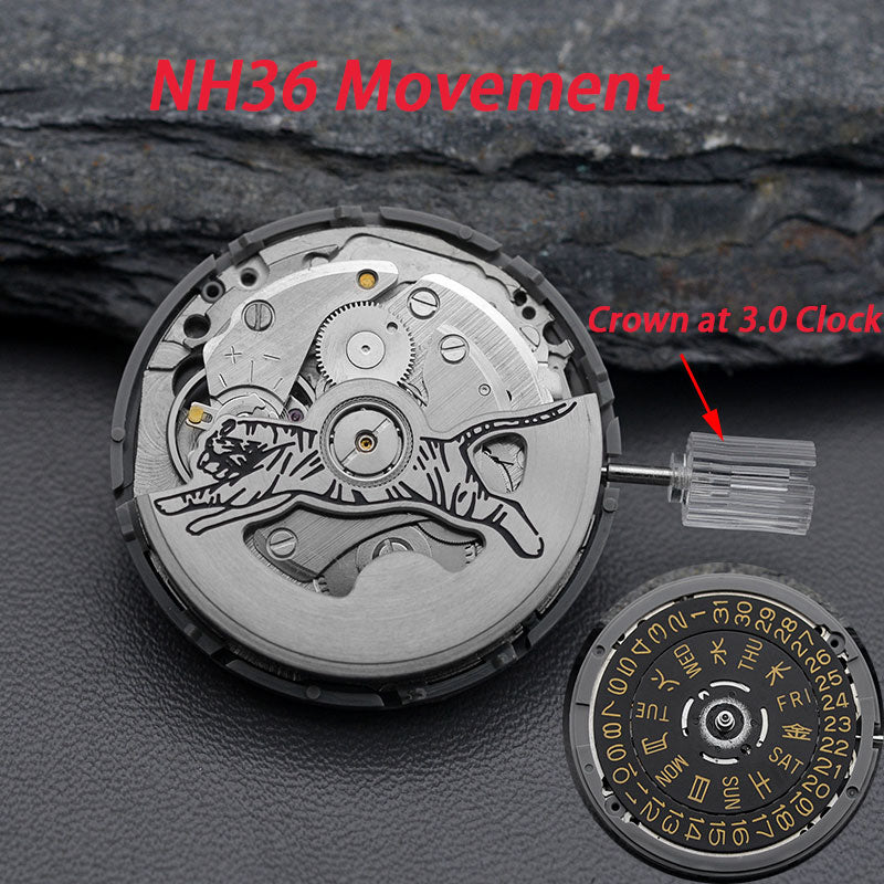 Gold Automatic Tiger Rotor with Movement for NH36 (3.0 o'clock crown)