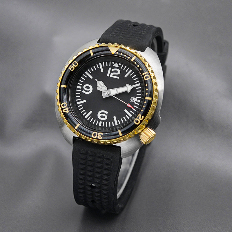 KARAJAN Mod Silver Turtle Dive Watch with Black Dial