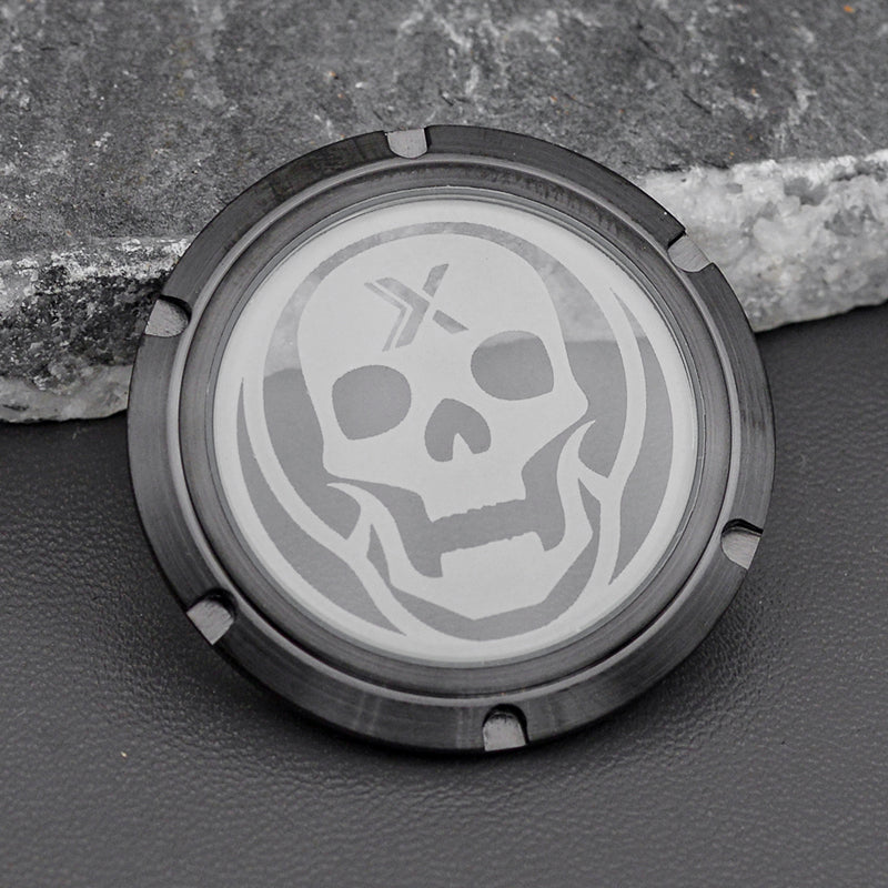 Transparent Grey Skull Black Watch Caseback