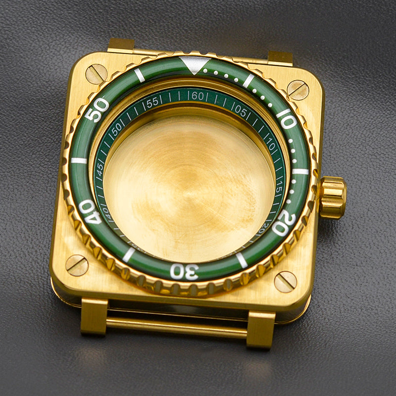 Gold Green Case with Coin Edge Bezel Watch Case Set