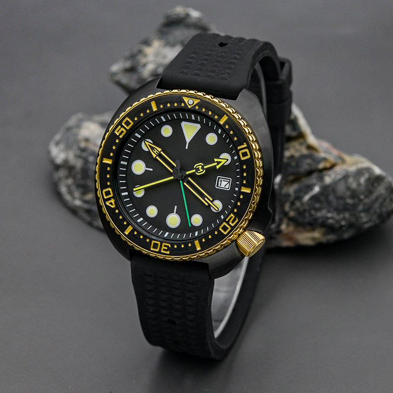 KARAJAN Mod Black Turtle Dive Watch with Black Dial