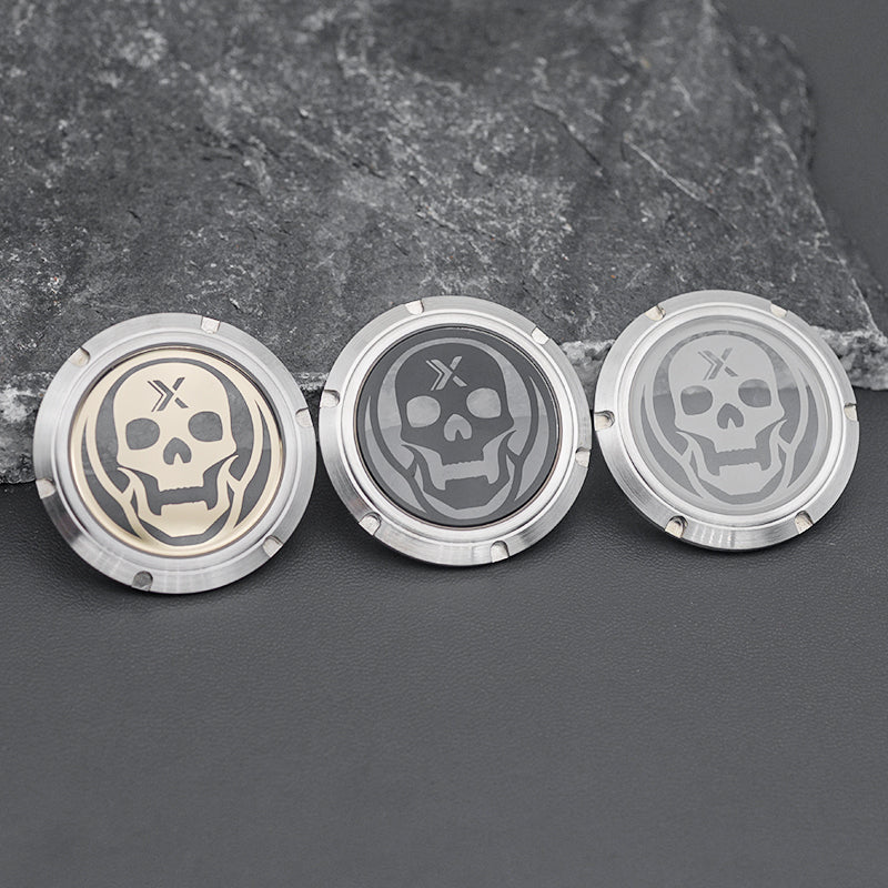 Transparent Black Skull Silver Watch Caseback