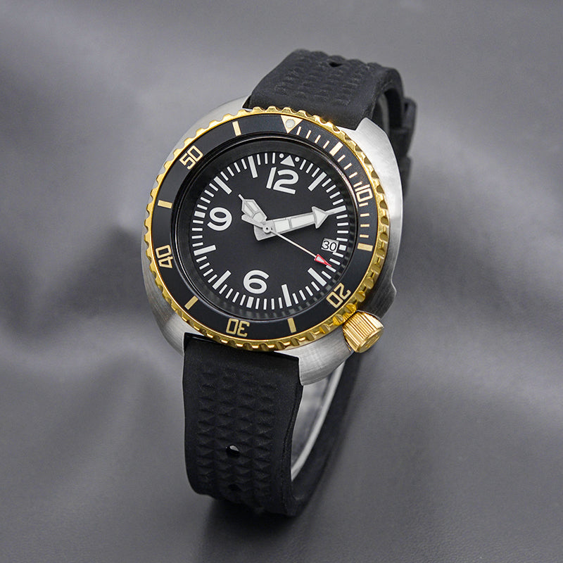 KARAJAN Mod Silver Turtle Dive Watch with Black Dial