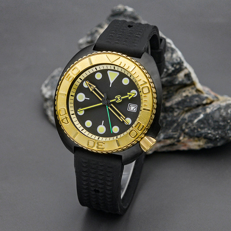 KARAJAN Mod Black Turtle Dive Watch with Black Dial