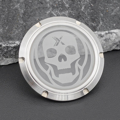 Transparent Grey Skull Silver Watch Caseback