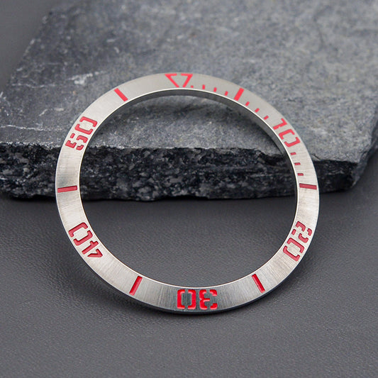 Silver Red Samurai Stainless Steel Bezel Insert