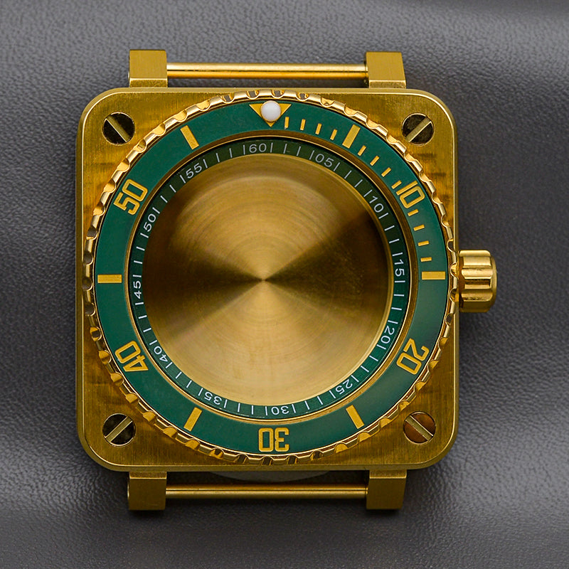 Gold Green Case with Coin Edge Bezel Watch Case Set