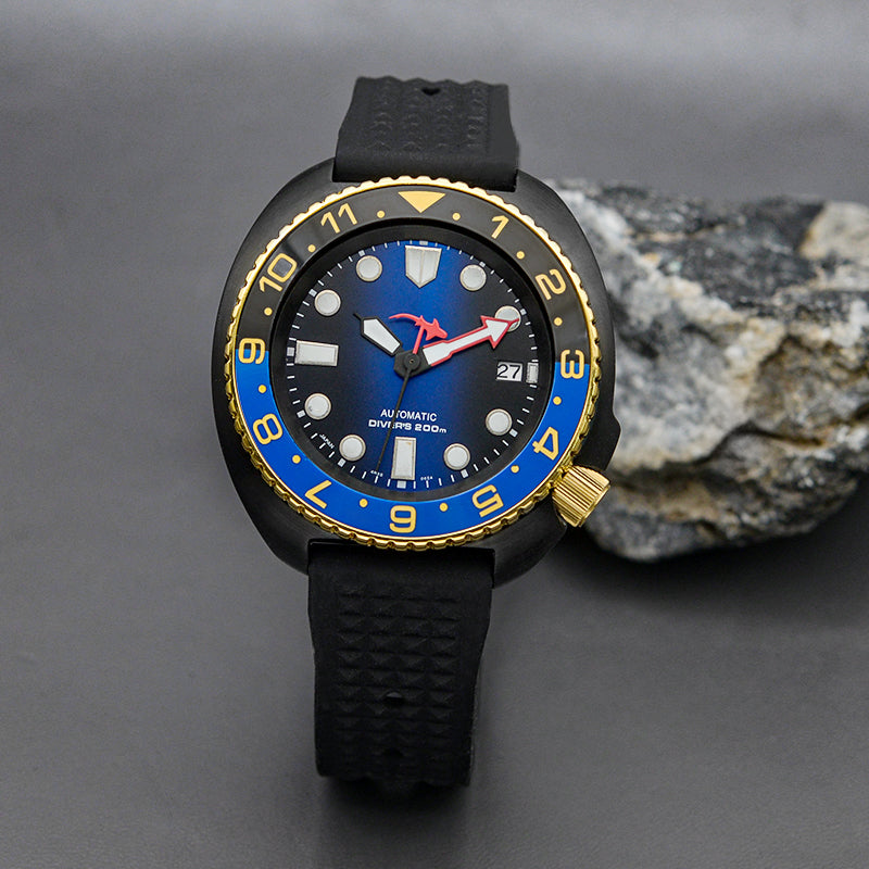 KARAJAN Mod Black Turtle Dive Watch with Black Dial